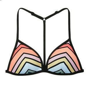 Victoria's secret rainbow stripe halter bikini top